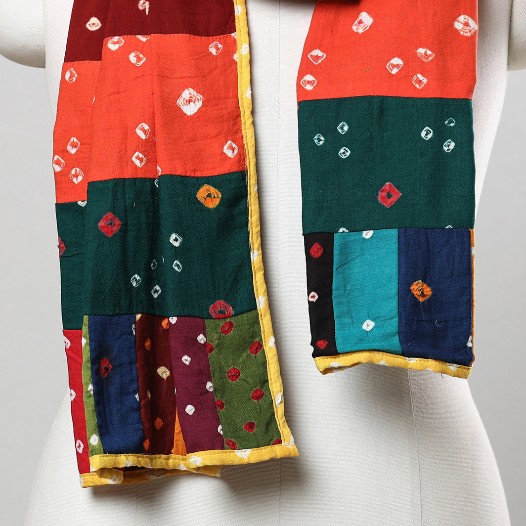 Multicolor - Bandhani Tie-Dye Patchwork Cotton Stole 50