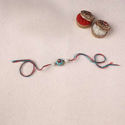 Blue - Bishnupur Handpainted Terracotta Rakhi 01