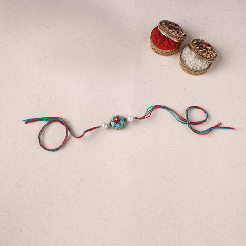 Blue - Bishnupur Handpainted Terracotta Rakhi 01