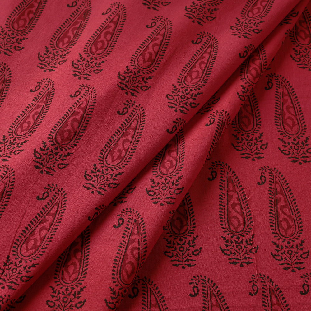 Maroon - Bagh Block Printed Cotton Fabric