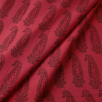 Maroon - Bagh Block Printed Cotton Fabric