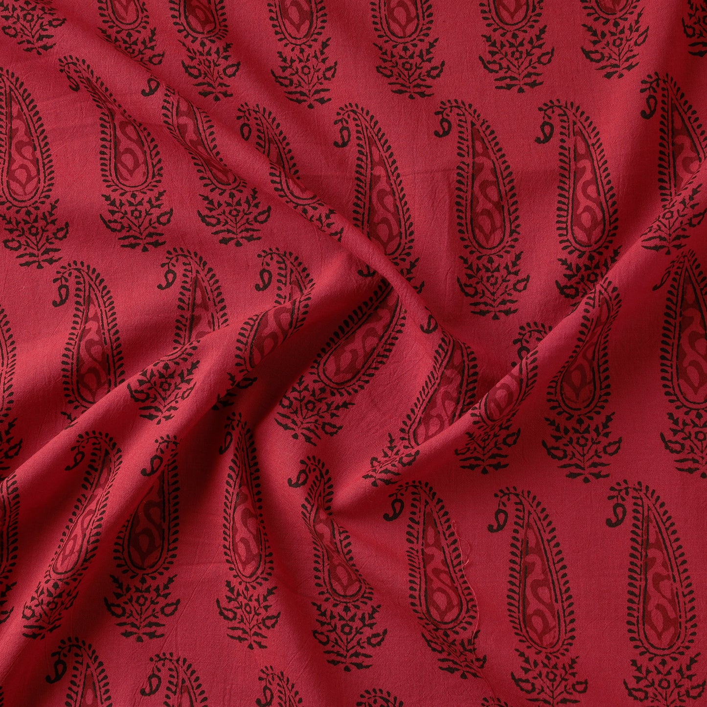 Maroon - Bagh Block Printed Cotton Fabric