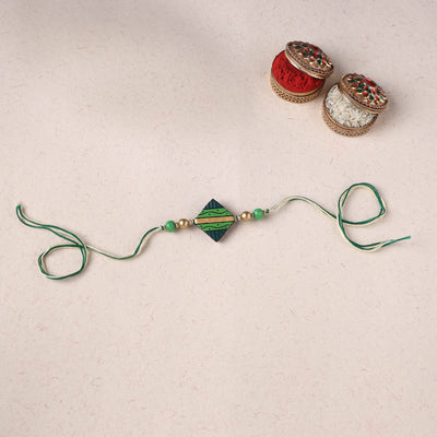 Green - Bishnupur Handpainted Terracotta Rakhi 02