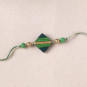 Green - Bishnupur Handpainted Terracotta Rakhi 02