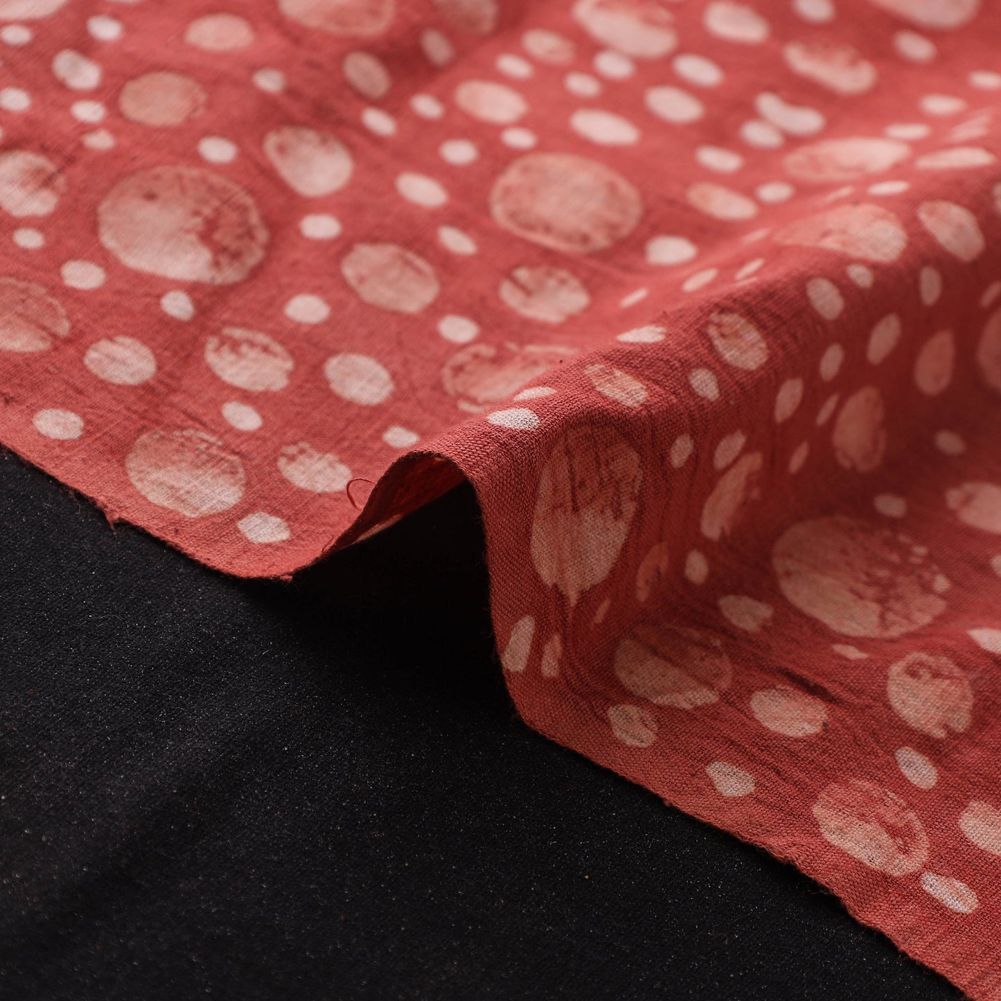 Red - Authentic Kutch Hand Block Batik Print Pure Handwoven Natural Dyed Kala Cotton Fabric 71