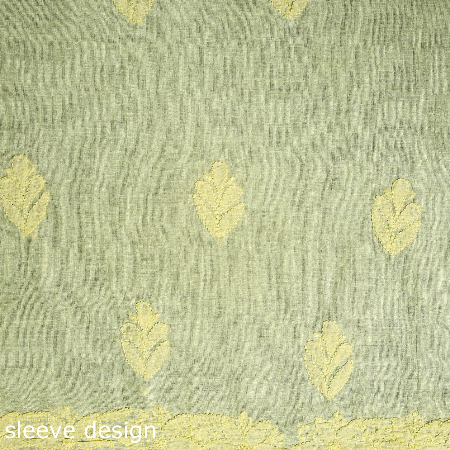 Yellow Hand Embroidery Mul Cotton Chikankari Kurta Material