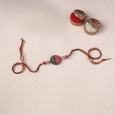 Multicolor - Bishnupur Handpainted Terracotta Rakhi 03