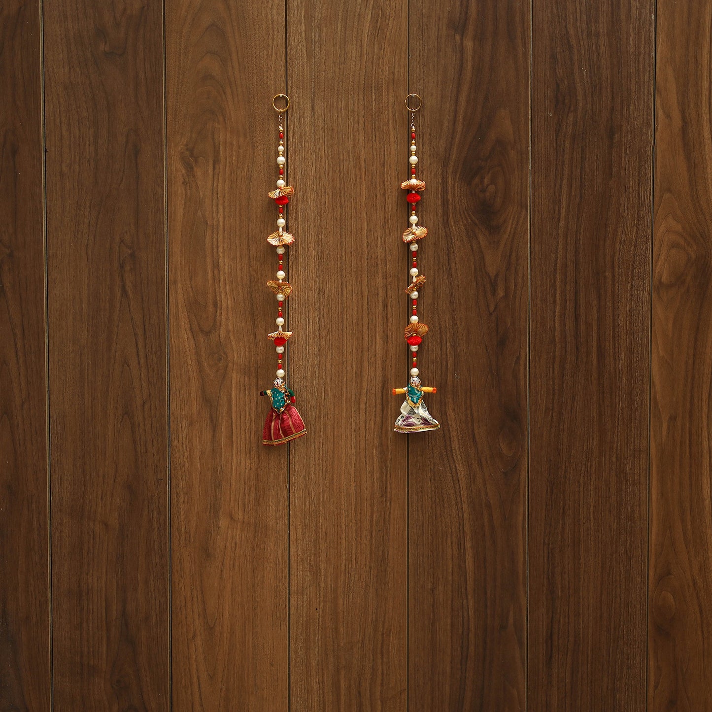 Handmade gota & bead work hanging (set of 2) 01