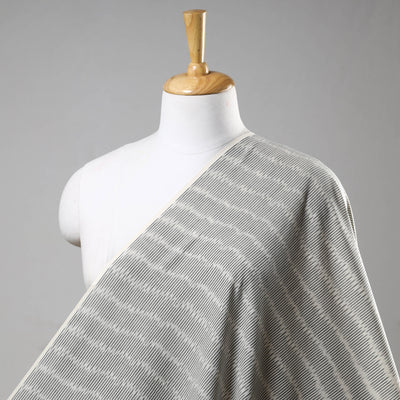 Lined-Patterns Grey Pochampally Ikat Weave Cotton Handloom Fabric