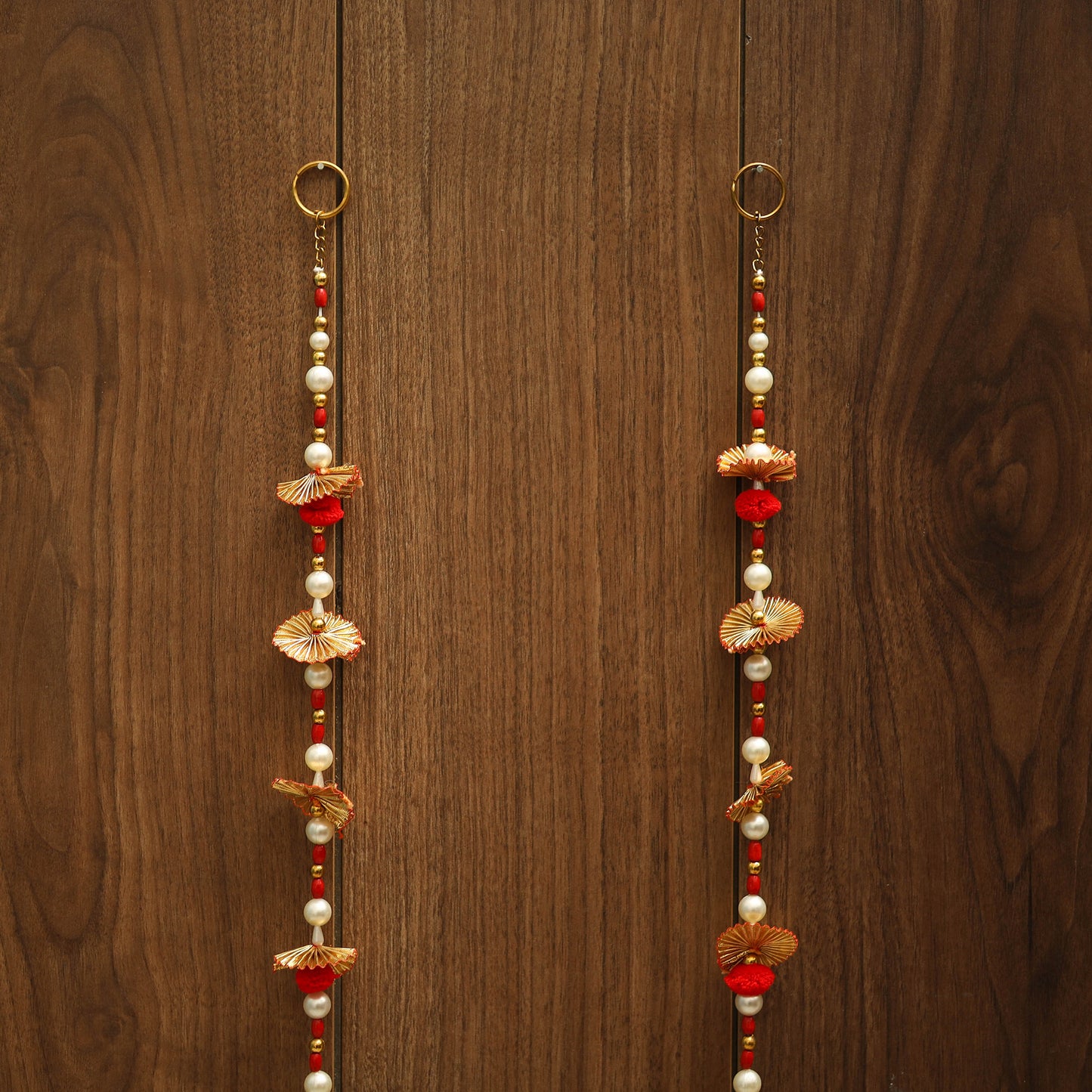 Handmade gota & bead work hanging (set of 2) 01
