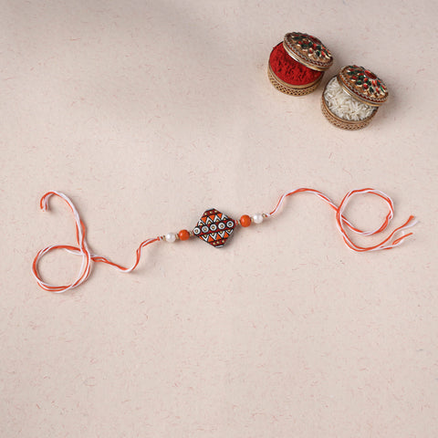 Multicolor - Bishnupur Handpainted Terracotta Rakhi 05