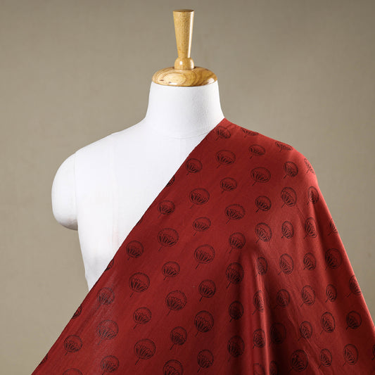 Red - Mangalgiri Block Printed Handwoven Cotton Fabric