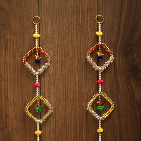 Handmade gota & bead work hanging (set of 2) 02