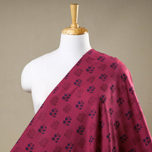 Pink - Mangalgiri Block Printed Handwoven Cotton Fabric