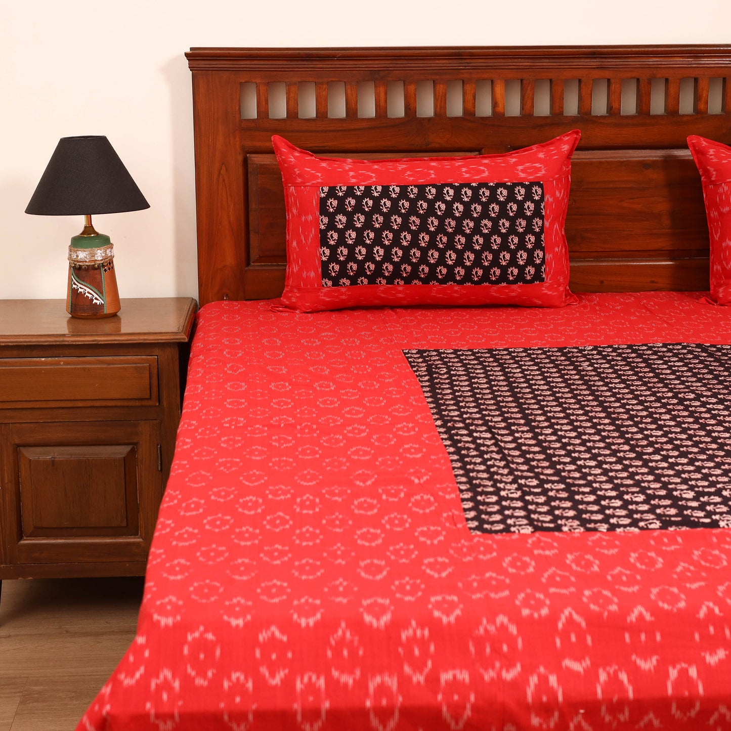 Pochampally Ikat with Bagh Patch Cotton Double Bedsheet Set (108 x 90 in) 12