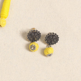 Yellow - german silver necklace set with beads 51