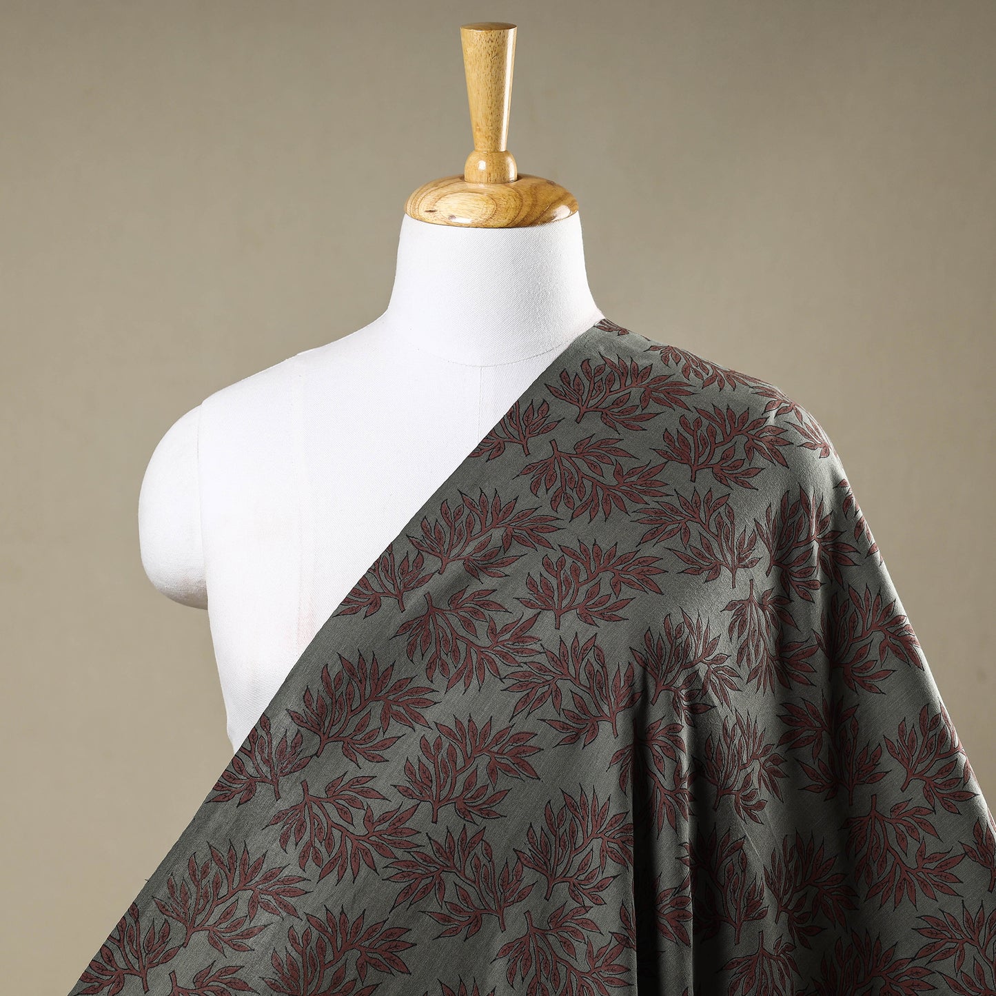 Green - Mangalgiri Block Printed Handwoven Cotton Fabric