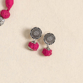 Pink - german silver necklace set with beads 50