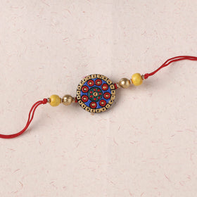 Multicolor - Bishnupur Handpainted Terracotta Rakhi 07
