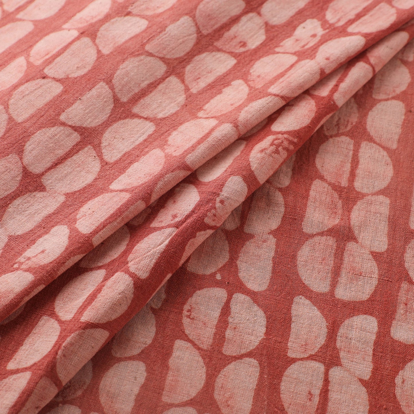Red - Authentic Kutch Hand Block Batik Print Pure Handwoven Natural Dyed Kala Cotton Fabric 76