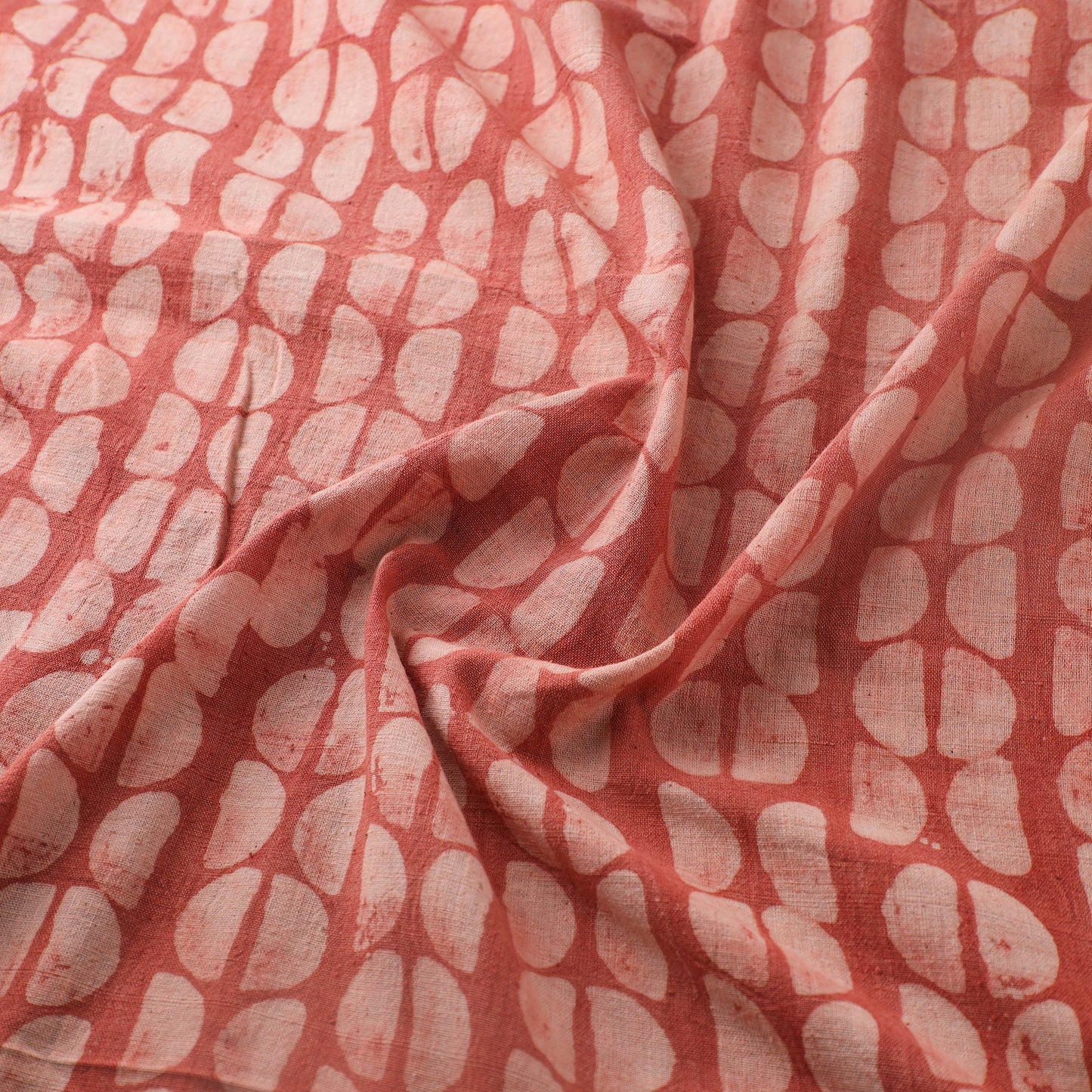 Red - Authentic Kutch Hand Block Batik Print Pure Handwoven Natural Dyed Kala Cotton Fabric 76
