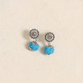 Blue - german silver necklace set with beads 49