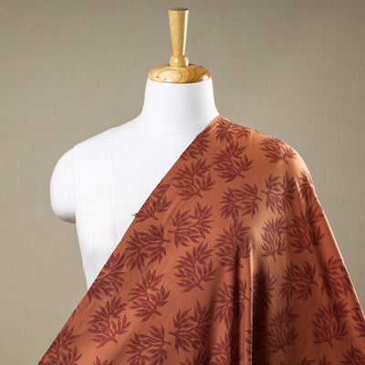 Orange - Mangalgiri Block Printed Handwoven Cotton Fabric