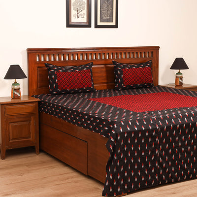 Pochampally Ikat with Bagh Patch Cotton Double Bedsheet Set (108 x 90 in) 13