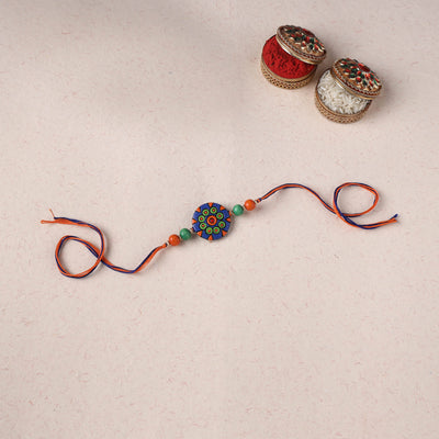 Blue - Bishnupur Handpainted Terracotta Rakhi 10
