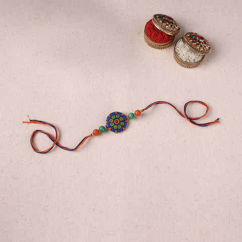 Blue - Bishnupur Handpainted Terracotta Rakhi 10