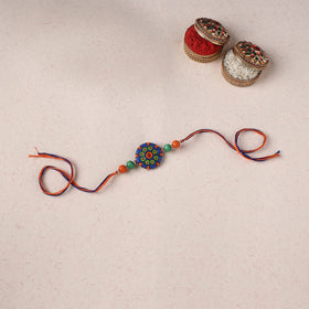 Blue - Bishnupur Handpainted Terracotta Rakhi 10