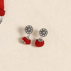 Red - german silver necklace set with beads 48 - handcrafted