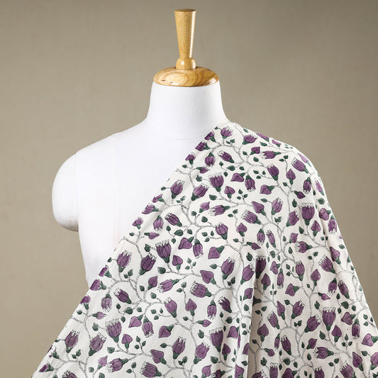 Purple - Mangalgiri Block Printed Handwoven Cotton Fabric