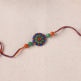 Blue - Bishnupur Handpainted Terracotta Rakhi 10