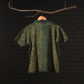 Bindaas Natural Dyed Art Block Print Unisex Polo Collar T-shirt