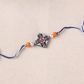 Grey - Bishnupur Handpainted Terracotta Rakhi 11