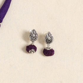 Purple - german silver necklace set with beads 46