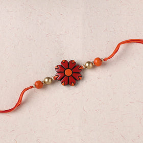 Red Flower - Bishnupur Handpainted Terracotta Rakhi 12