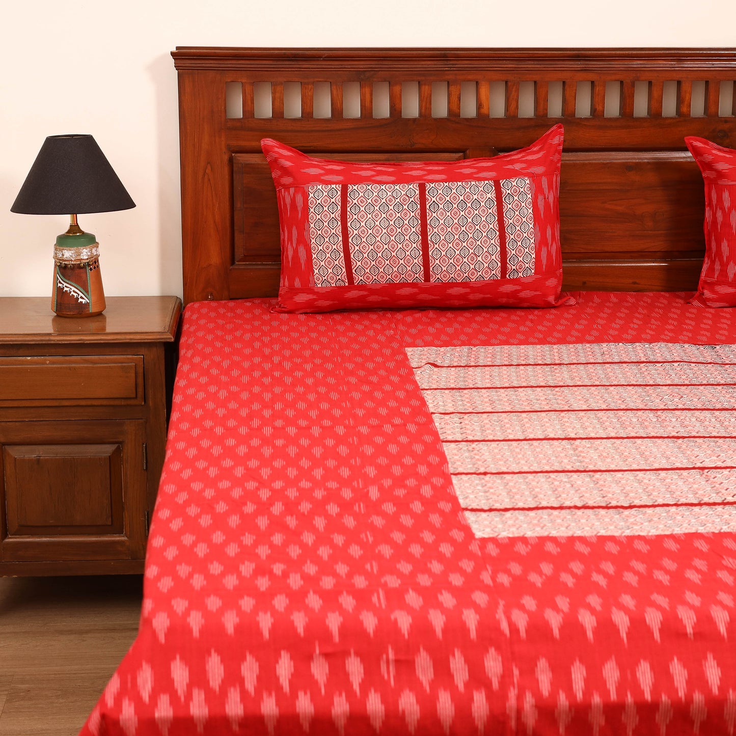 Pochampally Ikat with Bagh Patch Cotton Double Bedsheet Set (108 x 90 in) 14