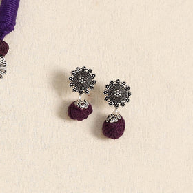 Purple - german silver necklace set with beads 44