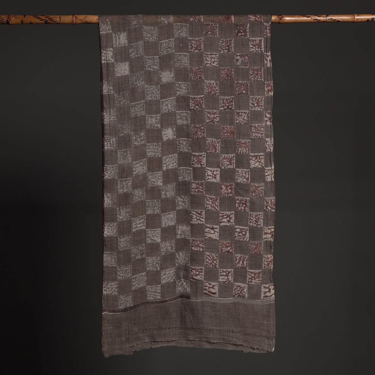 Brown - Akola Hand Block Printed Pure Woolen Stole