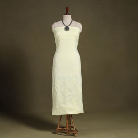 Yellow Hand Embroidery Mul Cotton Chikankari Kurta Material