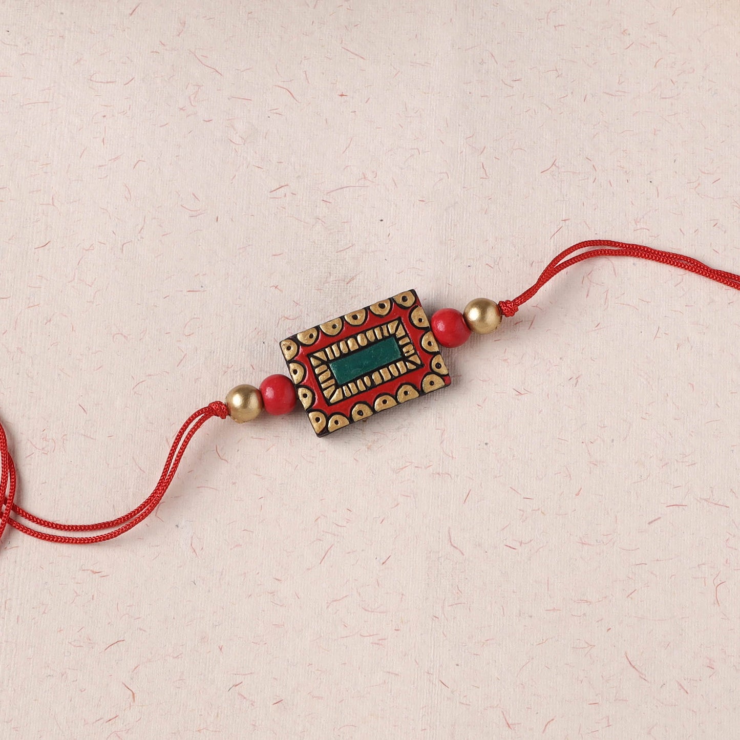 Red - Bishnupur Handpainted Terracotta Rakhi 17