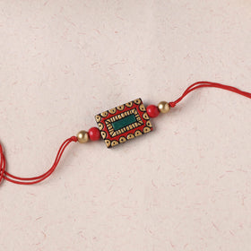 Red - Bishnupur Handpainted Terracotta Rakhi 17