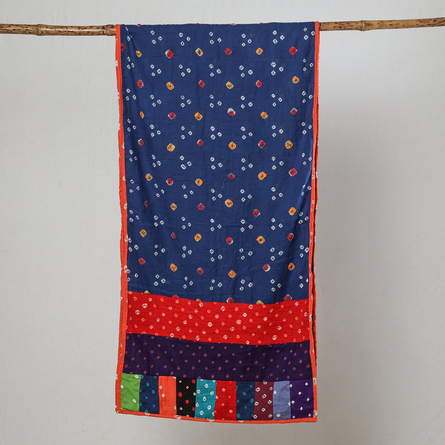 Multicolor - Bandhani Tie-Dye Patchwork Cotton Stole 64