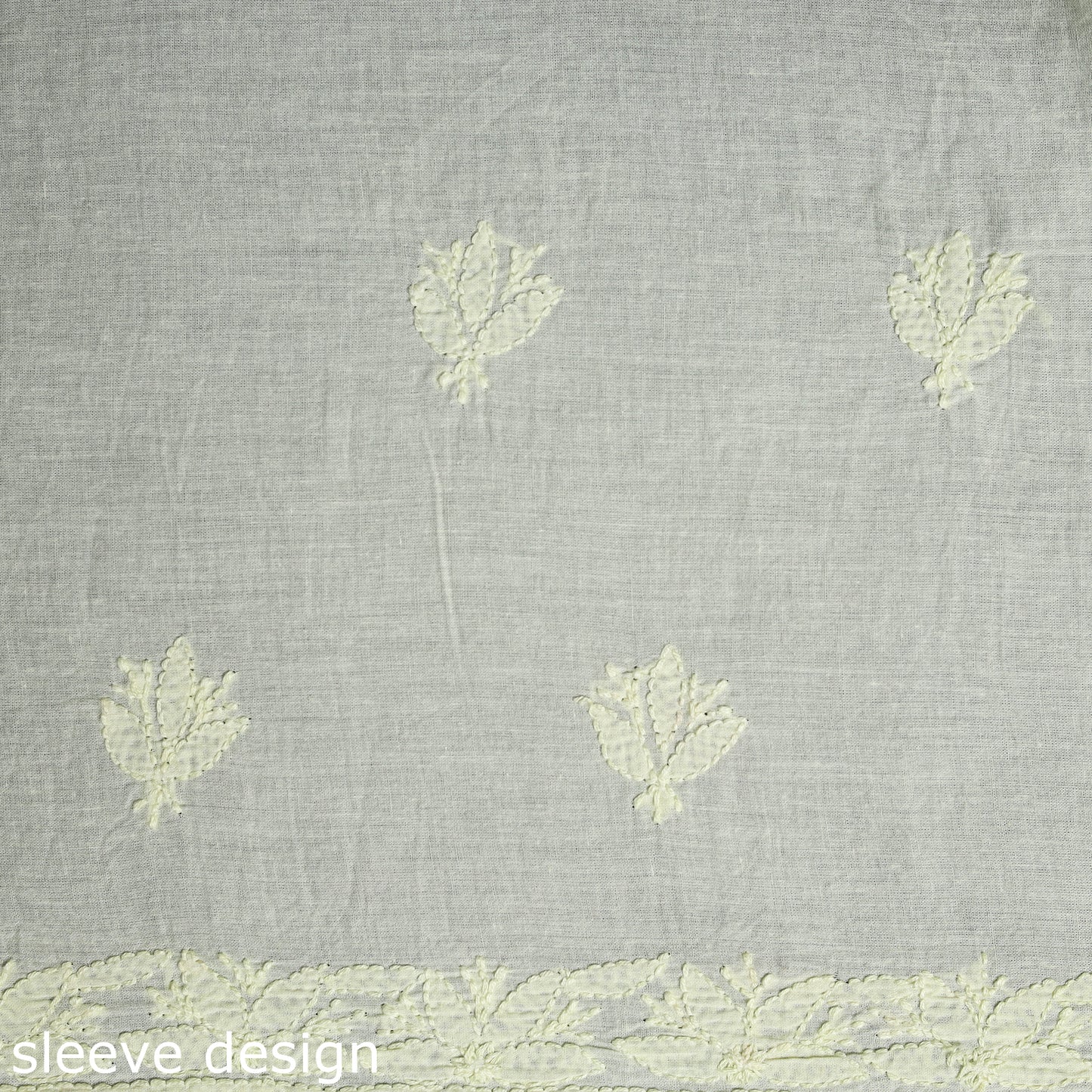 Yellow Hand Embroidery Mul Cotton Chikankari Kurta Material