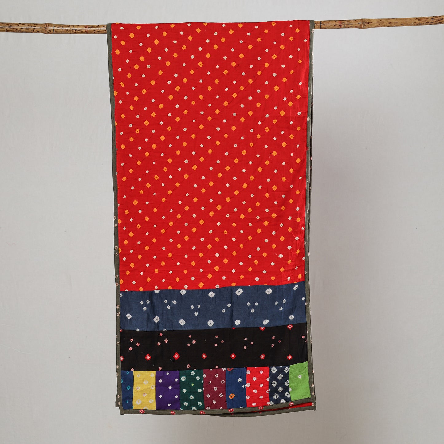 Multicolor - Bandhani Tie-Dye Patchwork Cotton Stole 63