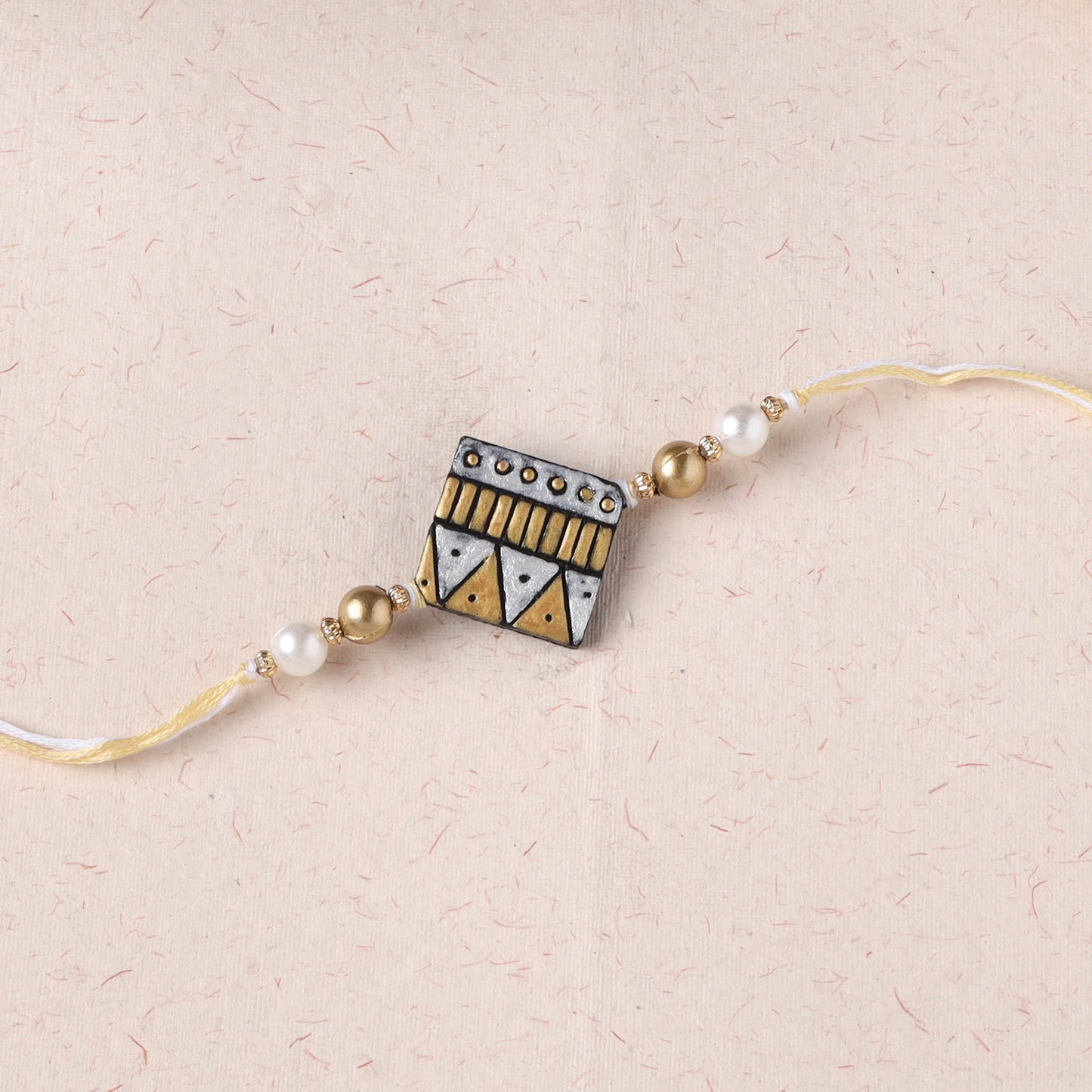 Grey - Bishnupur Handpainted Terracotta Rakhi 19