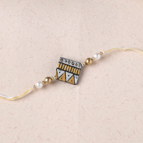 Grey - Bishnupur Handpainted Terracotta Rakhi 19