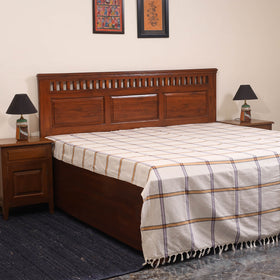 White - double handloom cotton bed sheet (108 x 90 in) 61